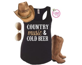 Country tank, country shirt, country concert, country music and cold beer