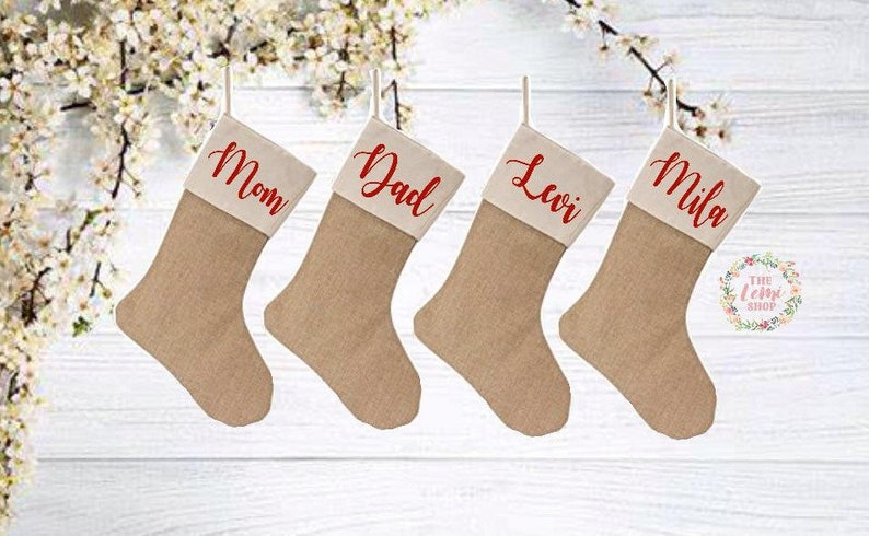 Personalized family stockings. Christmas stockings. Personalized Christmas stockings. Family stockings. Burlap stockings. Burlap stocking. image 2