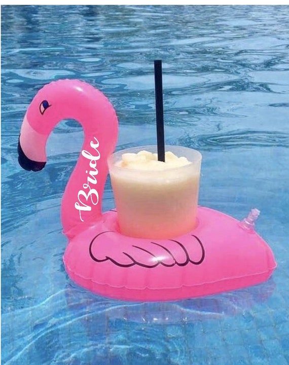 Drink Float. Personalized Inflatable Drink Holder. Inflatable Drink Holder.  Pool Drink Holder. Bachelorette Party. Flamingo Drink Float 