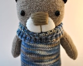Knitted Blue Teddy Bear Plush Toy Baby Gift