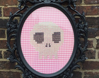 Large framed sequin skull artwork