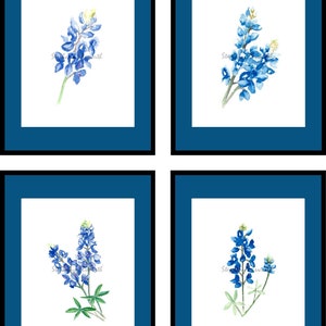 Watercolor Bluebonnets Printable Digital Download JPG Wall Art Set