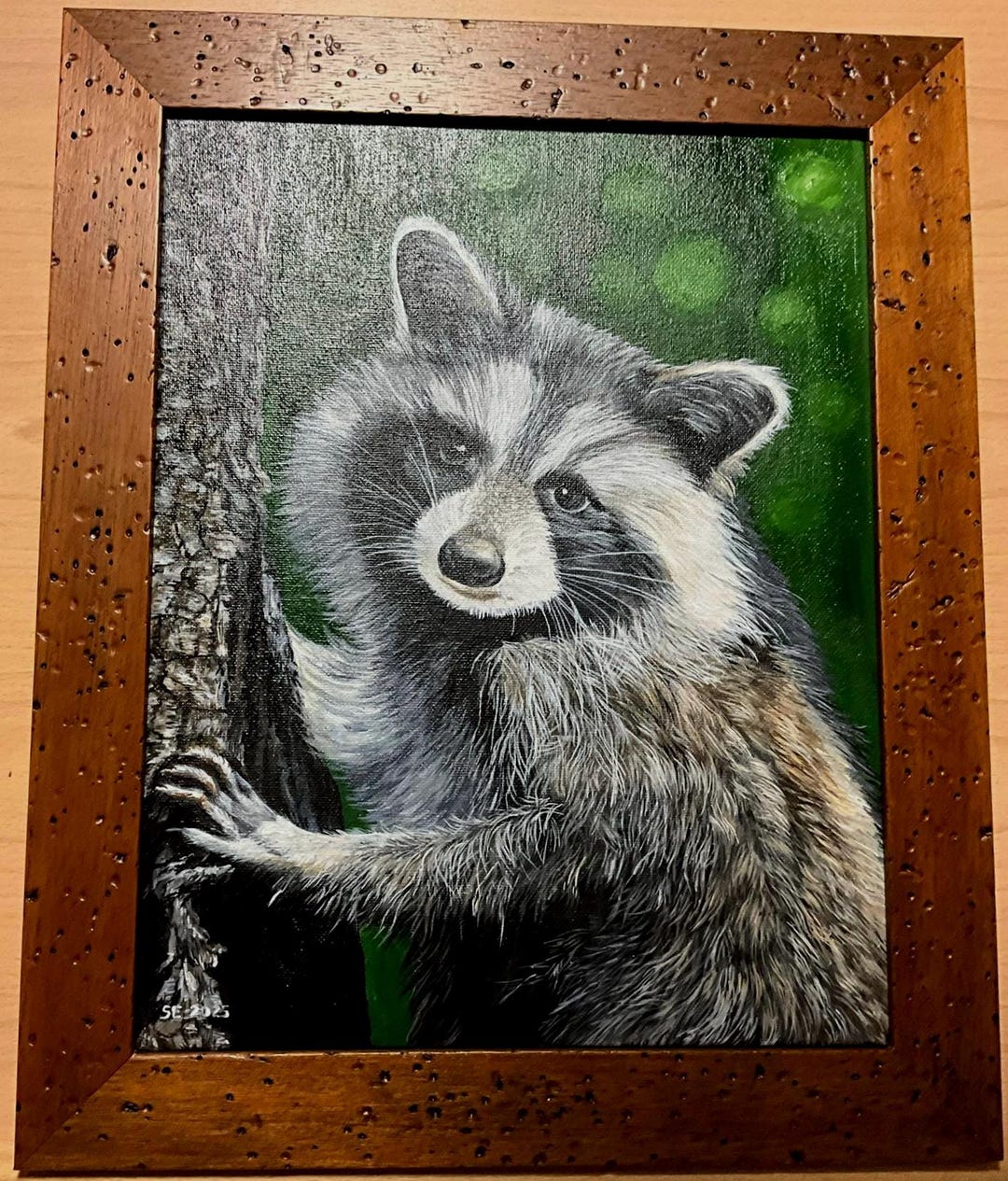 11 X 14 Inch Raccoon Original Custom Framed Acrylic Painting - Etsy
