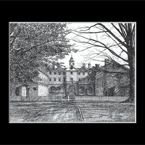 Sir Christopher Wren Building, CWM, Williamsburg, Virginia 10 x 8 Giclee Print in Optional 14 x 11 Mat