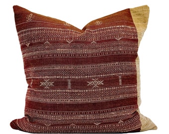 OOAK #26  | 18 X 18 Maroon Indian Silk, Designer Pillow, Pillow Cover, Throw Pillow, Transitional, Modern Traditional, Vintage Pillow