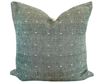 ROSEMARY | Green Stitched Stripe and Dot, Designer Pillow, Pillow Cover, Throw Pillow, Transitional, Modern Traditional, Neutral, Simplistic