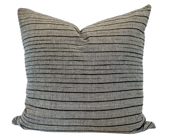 MARSEILLE | Black and Grey Stripe Pillow, Designer Pillow, Pillow Cover, Throw Pillow, Transitional, Modern Traditional, Neutral, Simplistic