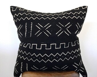 20 x 20 Black Mudcloth Pillow