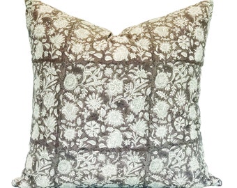 LOGAN | Mushroom Floral Pillow, Designer Pillow, Pillow Cover, Throw Pillow, Transitional, Modern Traditional, Vintage, Shabby Chic, Neutral