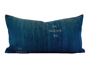 OOAK #24  | 12 X 20 Dark Navy Indian Silk Lumbar, Designer Pillow Cover, Throw Pillow, Transitional, Modern Traditional, Vintage Pillow