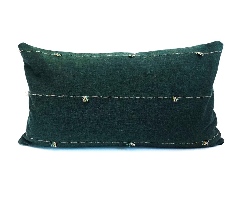 SHILOH | 12x20 Forest Green Tassel Pillow, Designer Pillow, Pillow ...