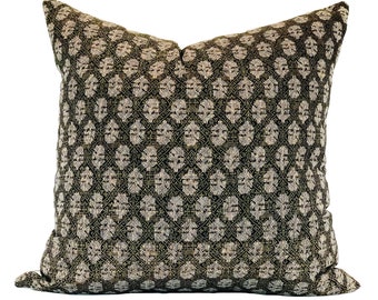 SPOKANE | Brown Block Print Pillow, Designer Pillow, Pillow Cover, Throw Pillow, Transitional, Modern Traditional, Neutral Pillow, Vintage