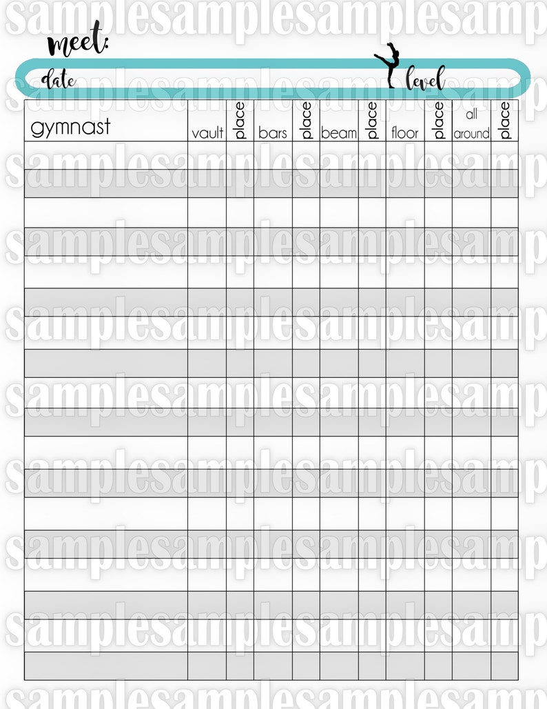 Gymnastics Meet Sheet for Scoring Full Size You Print Etsy