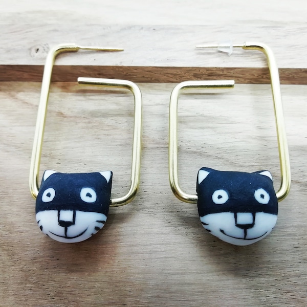 Boucles d'oreilles Rocky Cat Créoles design