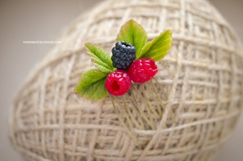 Raspberry hair comb Berry hair comb Berries comb Rustic Etsy
