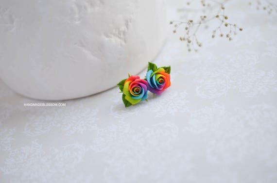Tie Dye Rose Stud Earrings