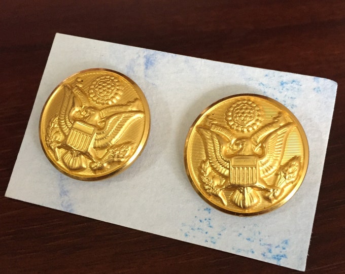 Gold US Army Stud Earrings. Bright Brass Army Class A Uniform Etsy