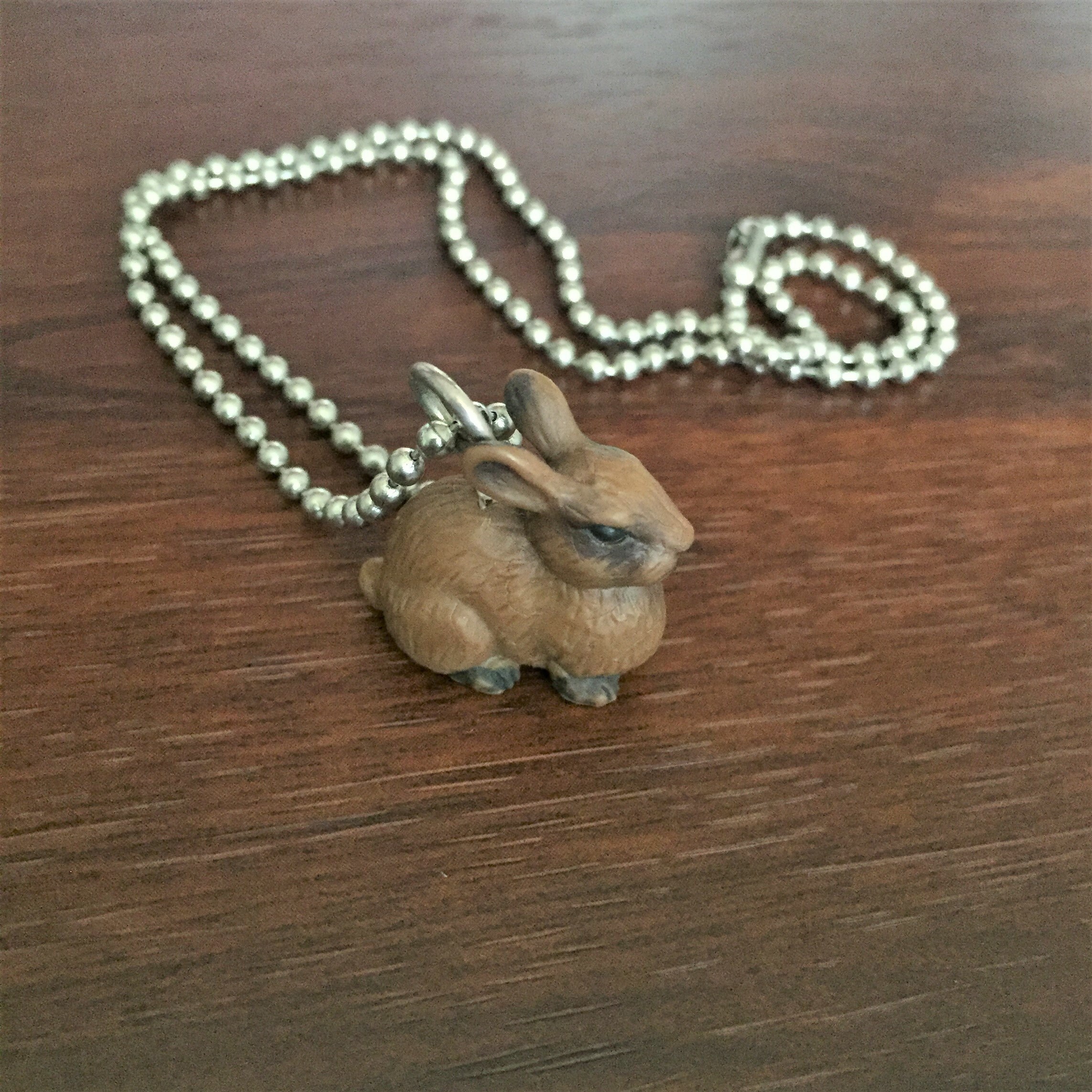 Bunny Necklace in Stainless Steel. Upcycled Toy Rabbit Hanging From 18 ...