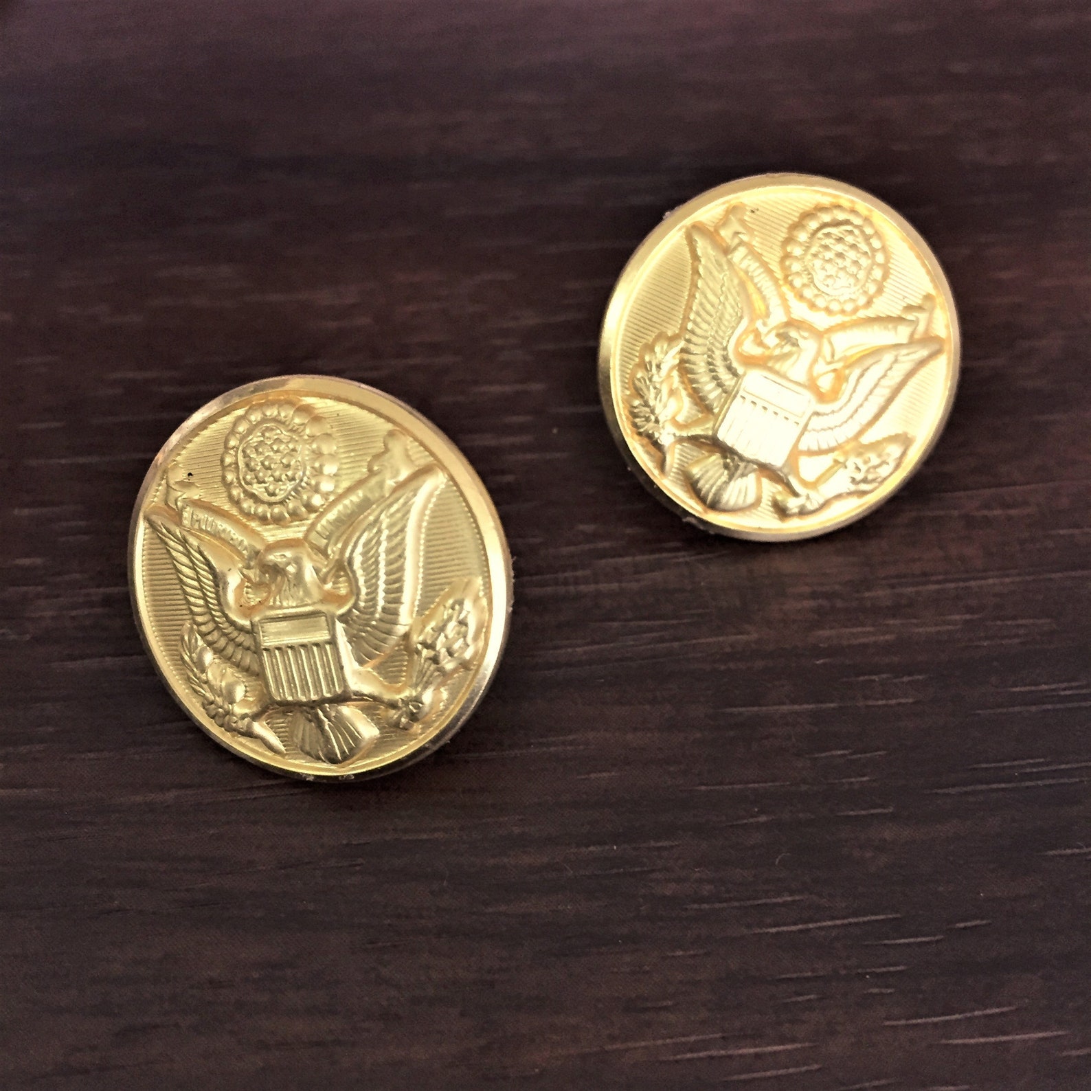 Gold US Army Stud Earrings. Bright brass Army Class A uniform Etsy