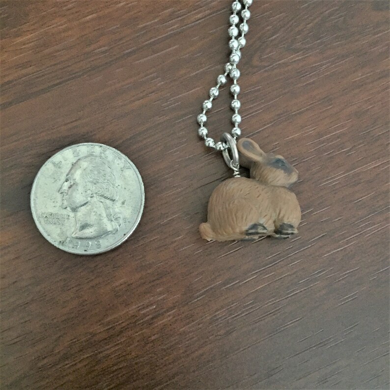 Bunny Necklace in Stainless Steel. Upcycled Toy Rabbit Hanging From 18 ...