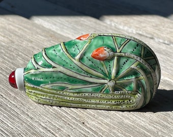 Vintage Chinese Snuff Bottle with Lotus Buds Unfurling