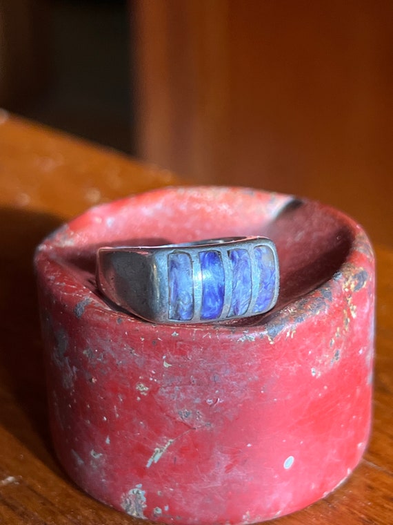 Zuni Inlay Charoite Ring in Sterling Silver - image 7