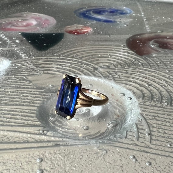 Large Sapphire With Emerald Cut set in 14K Gold - image 8