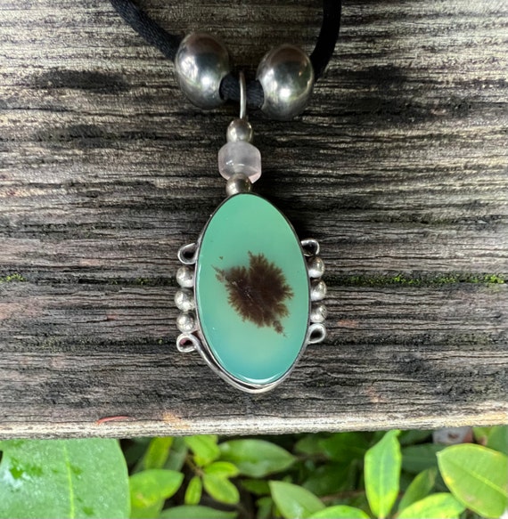 Green Dendritic Agate Necklace - image 1