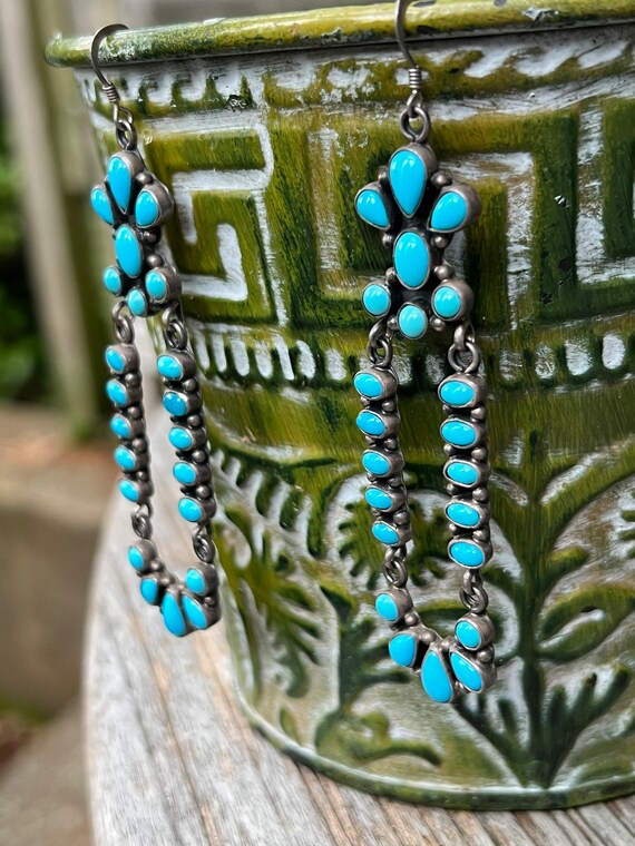 Navajo Turquoise Chandelier Earrings Sleeping Bea… - image 3