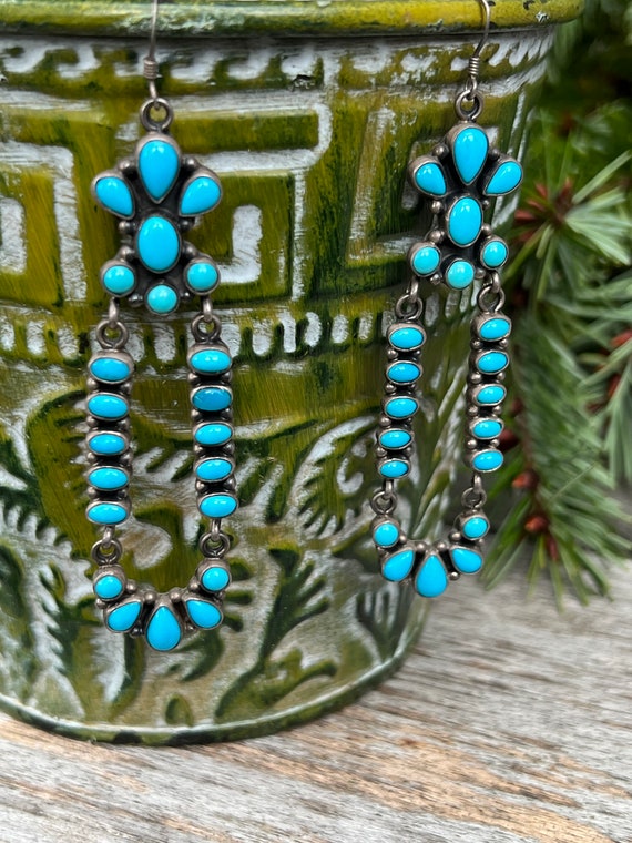Navajo Turquoise Chandelier Earrings Sleeping Bea… - image 4