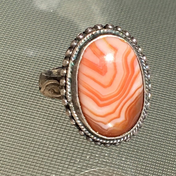 Beautiful Banded Agate and Sterling Silver Ring - image 1