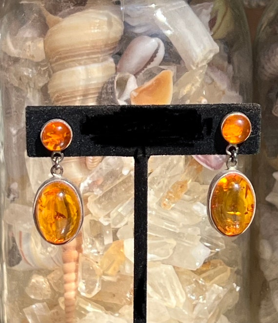 Cool Vintage Amber Earrings set in Sterling Silver - image 5