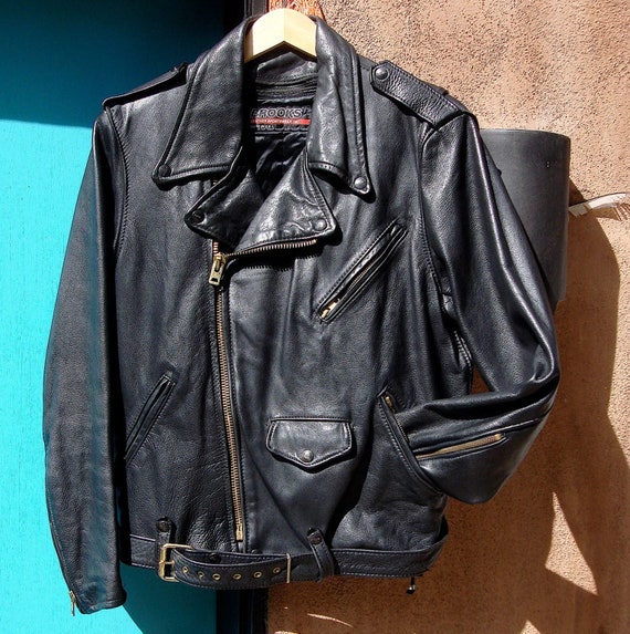 Vintage Brooks Leather Motorcycle Jacket Awesome C