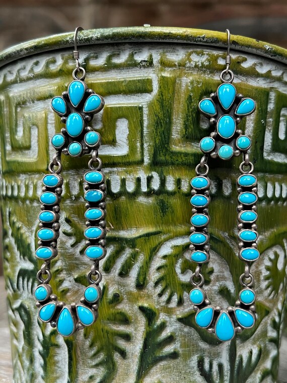 Navajo Turquoise Chandelier Earrings Sleeping Bea… - image 2