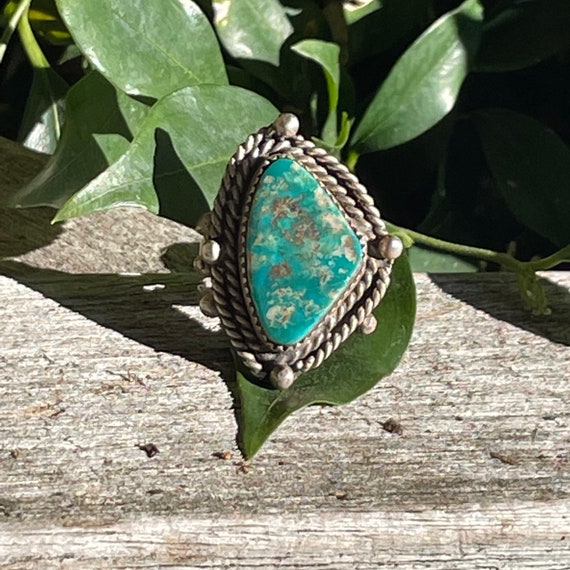 Vintage Navajo Pilot Mountain Turquoise Ring