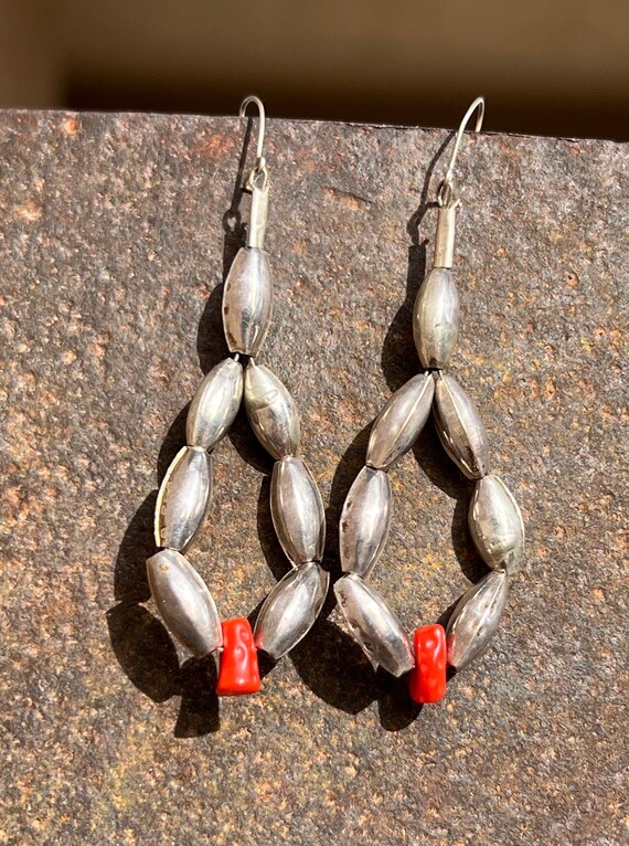 Navajo Sterling Silver and Mediterranean Coral “Ja