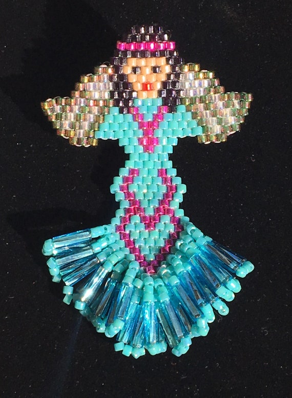 Handmade Beaded Angel Pin Santo Domingo / Kewa