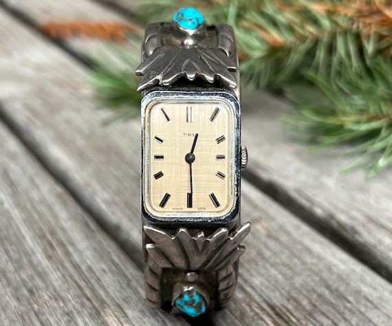 Vintage Navajo Watch Cuff with Turquoise - image 1