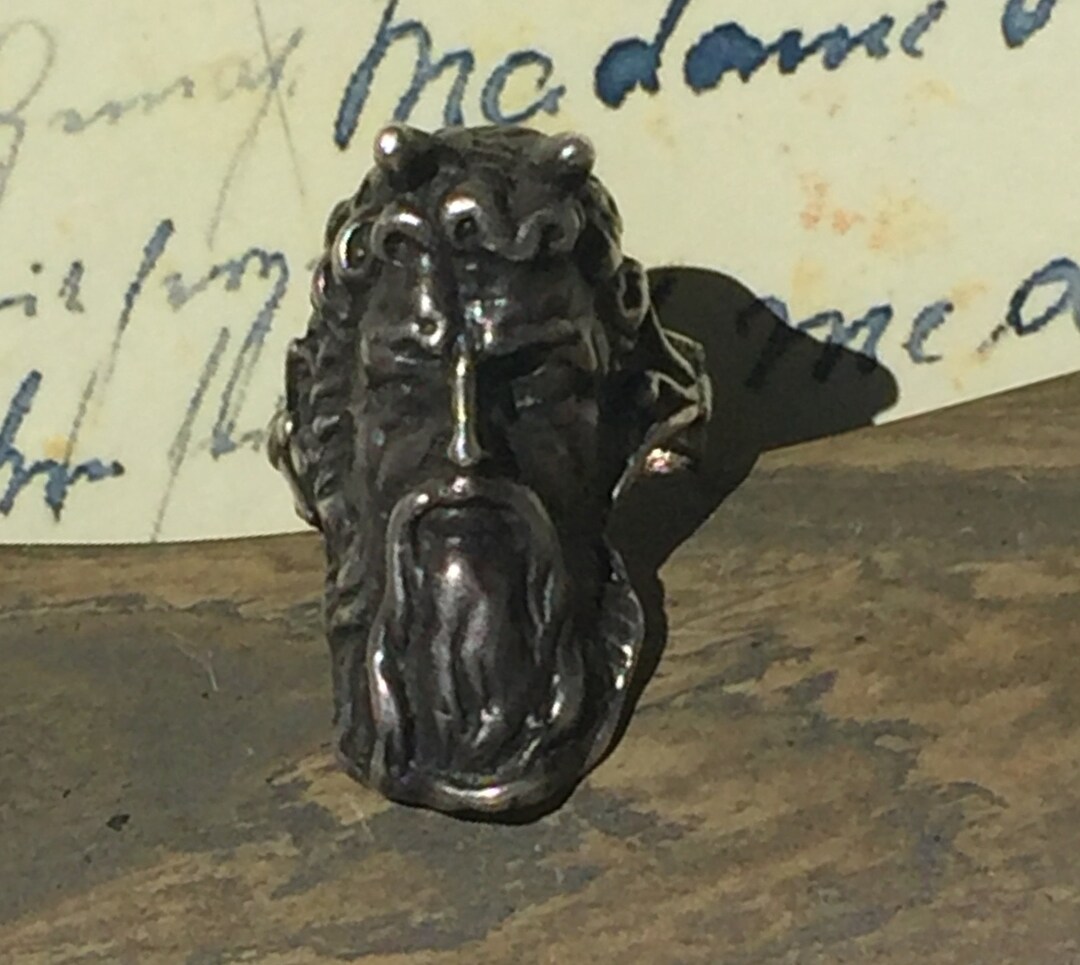 Vintage Sterling Silver Michelangelos Horned Moses Ring Etsy