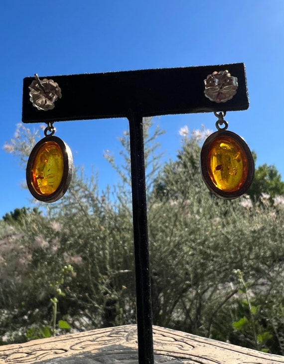 Cool Vintage Amber Earrings set in Sterling Silver - image 6