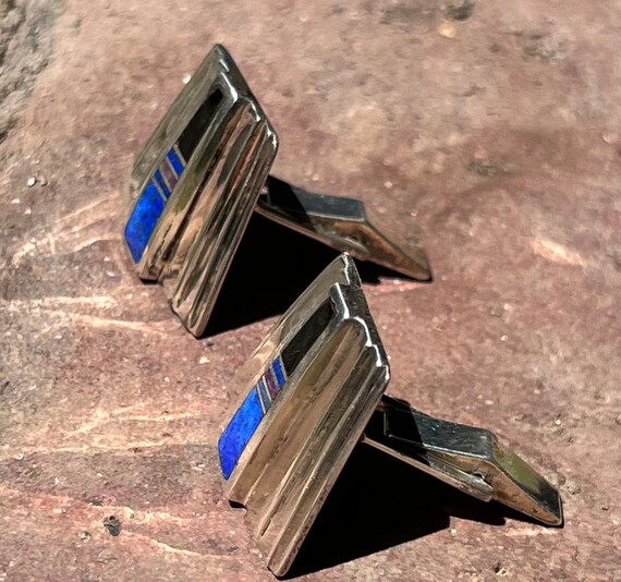 Vintage Ray Tracey Cuff Links with Lapis, Sugilit… - image 3