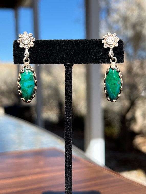 Chrysocolla Earrings in Sterling Silver