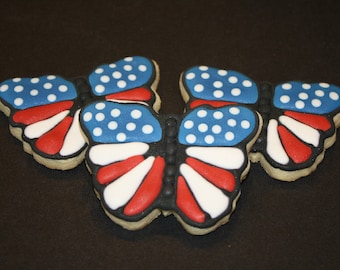 Patriotic Butterfly Cookies, USA Flag, Memorial Day Treat