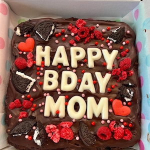 Custom Message Brownie: Loaded Gourmet Brownie Slab (8x8) with Personalized Message & Toppings, Perfect Gift for All Celebrations!