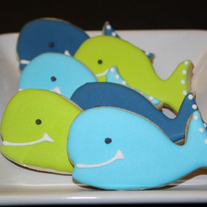 Whale Decorated Cookies----Nautical Party Favors for Birthdays and Baby Showers