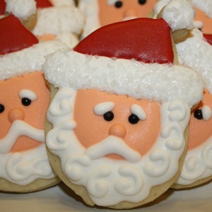 Santa Decorated Christmas Cookies: Holiday Sugar Cookies, 1 Dozen