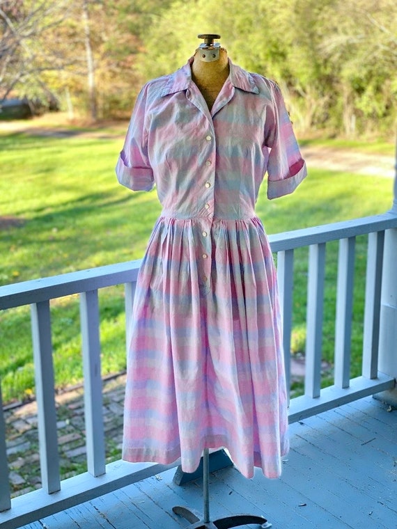 Vintage 50s Dress, vintage shirtwaist dress, 1950s