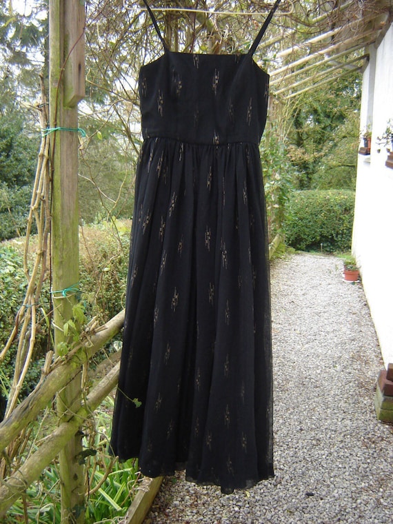 FRENCH BROCANTE Chiffon Handmade 1940s Evening Dre
