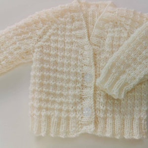 Ainm, Hand-knitted baby cardigan, personalised with your baby's name by me, Irish baby knitwear, embroidered baby cardigan. image 6