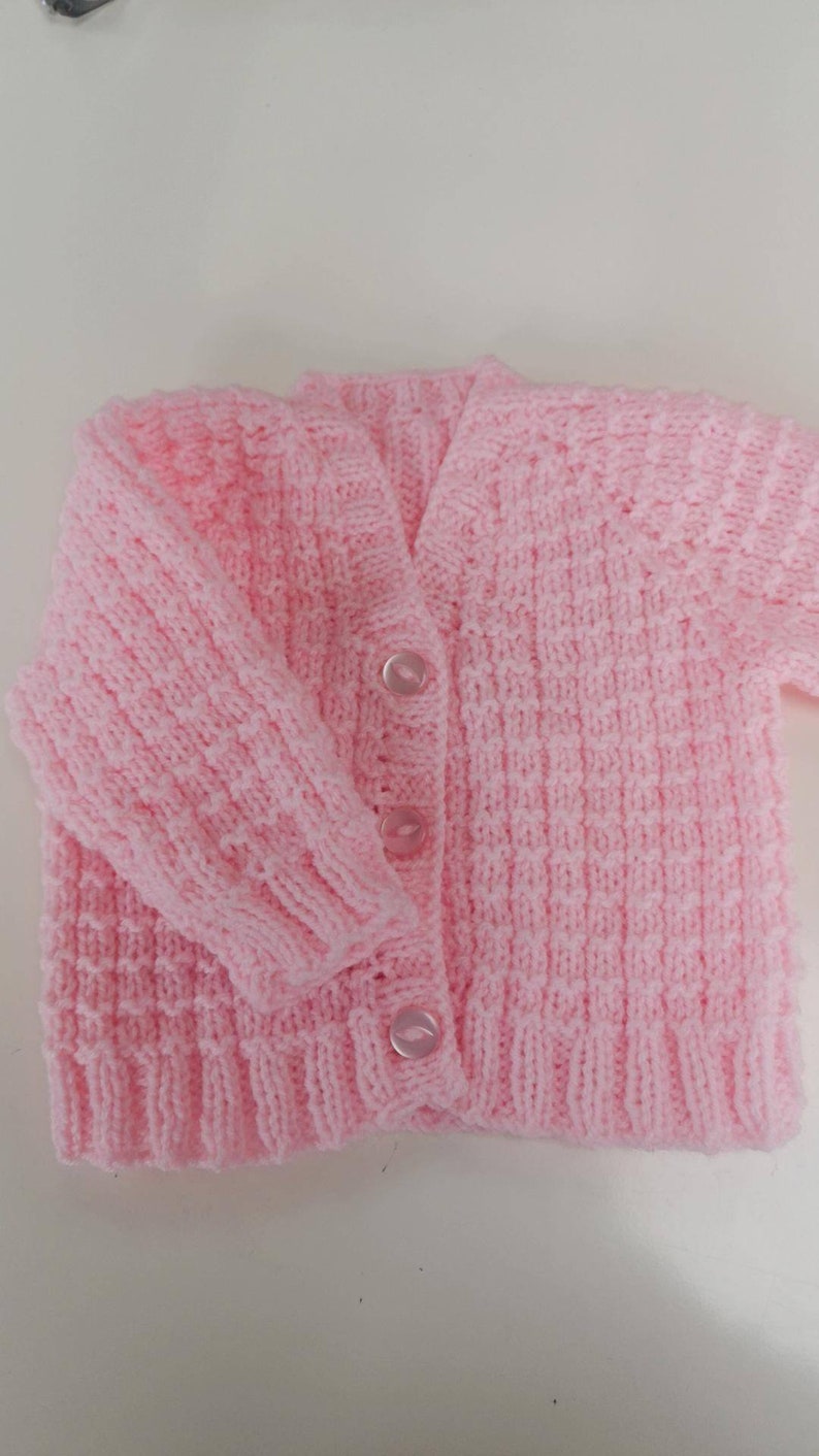 Ainm, Hand-knitted baby cardigan, personalised with your baby's name by me, Irish baby knitwear, embroidered baby cardigan. image 3